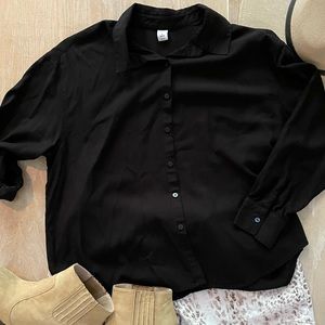 Loose black button down